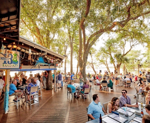 groups of people dining outdoors
