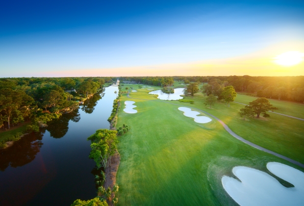 aerial view of hole 16 at goerge fazio course