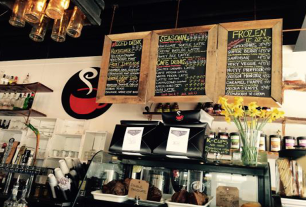Cafe menus and counter interior