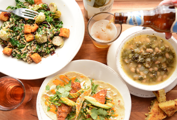 Spread of various food dishes