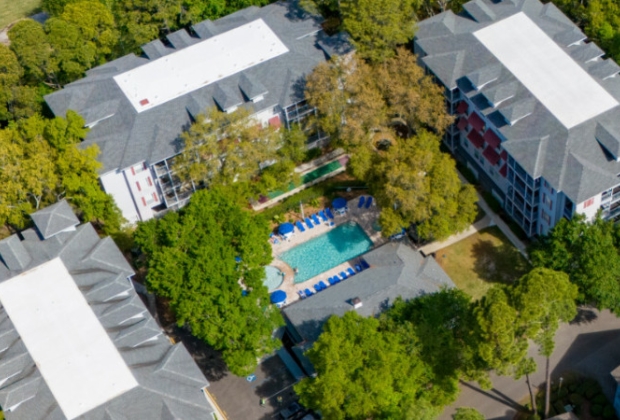 Aerial view of the Royal Dunes property