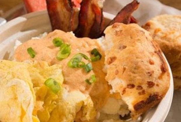Breakfast bowl with biscuit