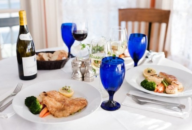 Table spread with food and drink