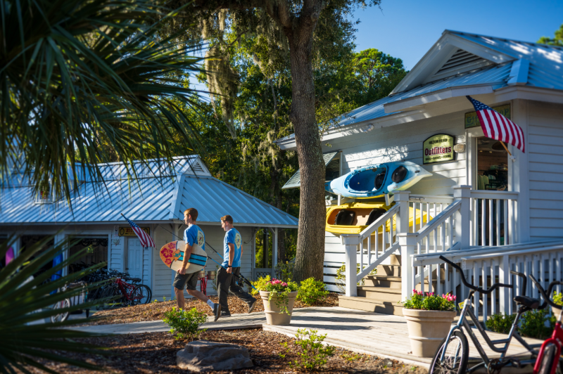 Exterior beach house with surfers out front