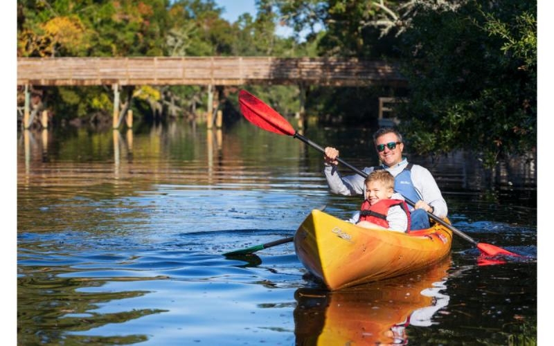 Father and son kayaking