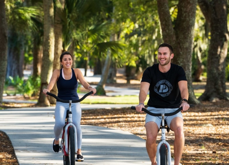Bicyclists facing the camera