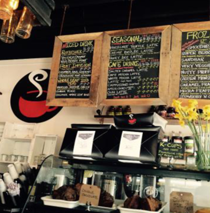 Cafe menus and counter interior